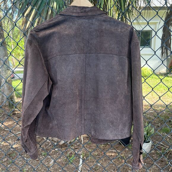 Liz Claiborne Pig Suede Button Jacket Brown Women's Size 12 - Picture 4 of 9
